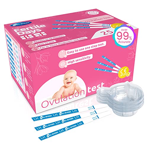 Ovulation Test Strips, HEAL-CHECK Ovulation Kits for Women, Bulk Ovulation Tests with Urine Cup, Extra-Wide 5mm LH Strips, Accurate Individually Wrapped Fertility Tests at Home,Pruebas de Ovulacion 25