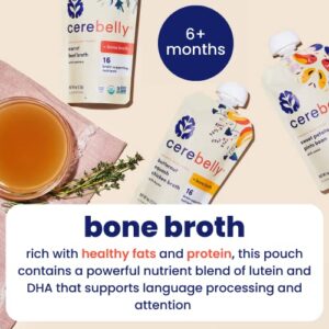 Cerebelly Organic Sweet Potato Pinto Bean & Chicken Bone Broth Puree | 6+ Months Baby Food Pouches | Non-GMO, Tested for Heavy Metals | Protein, Healthy Fats, 16 Nutrients | 4 Oz Pouch (6 Pack)