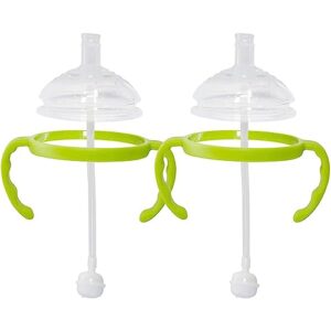 straw transition cup kit for comotomo baby bottles | conversion kit fits 5 ounce and 8 ounce bottles | soft, silicone straw top bottle nipple & weighted straw to help baby transition | 2 pack (green)