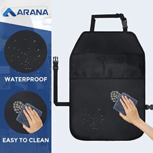 ARANA 2 Pack Car Kick Mats for Kids, Back Seat Protector Kick Mat Cover Waterproof Sag Proof with 3 Storage Pockets, Keep Seat Back Clean and Neat