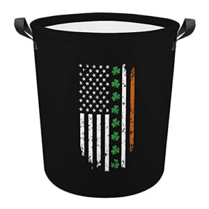 irish american usa flag shamrock for st. patrick's day oxford cloth laundry basket with handles storage basket for toy organizer kids room nursery hamper bathroom