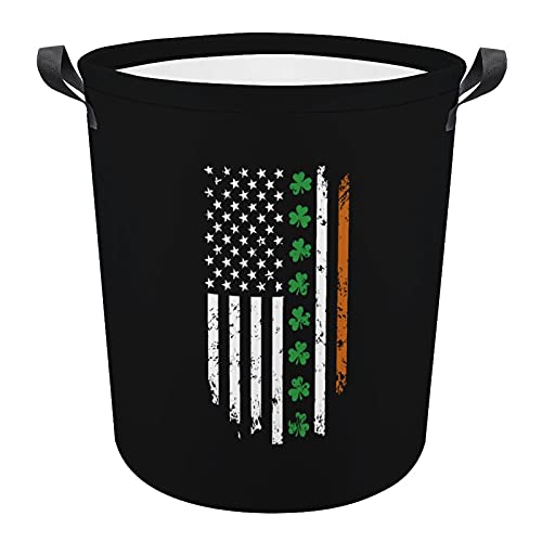 Irish American USA Flag Shamrock for St. Patrick's Day Oxford Cloth Laundry Basket with Handles Storage Basket for Toy Organizer Kids Room Nursery Hamper Bathroom