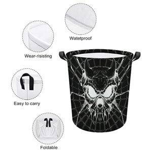 Spider Webs Skull Art Oxford Cloth Laundry Basket with Handles Storage Basket for Toy Organizer Kids Room Nursery Hamper Bathroom