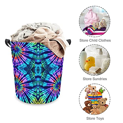 Tie Dye Perfection Oxford Cloth Laundry Basket with Handles Storage Basket for Toy Organizer Kids Room Nursery Hamper Bathroom