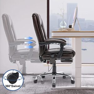 HOMREST Executive Office Chair, Ergonomic High Back Cushion Lumbar Back Support, Computer Desk Chair, Reclining Office Chair with Foot Rest, Padded Armrest, Adjustable Height, Massage and Heated