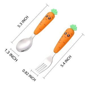 Ginbear Toddler Utensils with Case, Kids Spoons and Forks Self-feeding, Stainless Steel Baby Silverware, Child Flatware Sets, Travel Cutlery Set for Ages 18 Months+