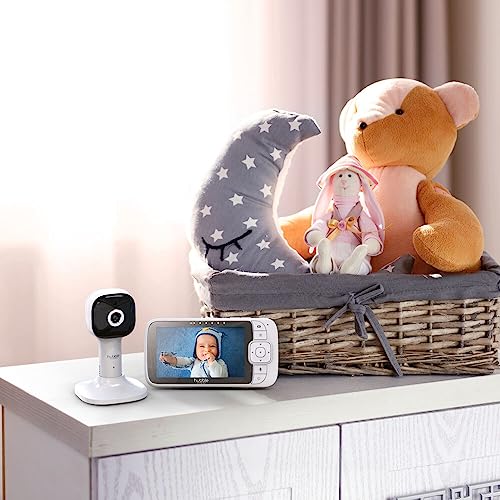 Hubble Connected Nursery Pal Cloud Smart Connected, Wi-Fi Enabled Baby Monitor with 5-Inch HD Color Parent Unit Viewer, Soothing Sounds and White Noise, 7-Color Night Light, Wall Mount, White