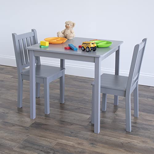 Humble Crew Supersized Wood Toy Storage Organizer, Extra Large, Grey/White & Grey Kids Wood Table and 2 Chairs Set, Square