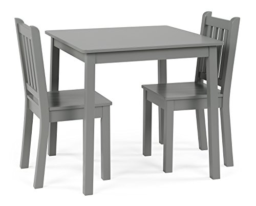 Humble Crew Supersized Wood Toy Storage Organizer, Extra Large, Grey/White & Grey Kids Wood Table and 2 Chairs Set, Square