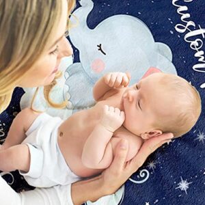 Pavo Personalized Baby Name Blankets for Boys Girls - Twinkle Twinkle Little Star Elephant Blanket - Custom Baby Blanket - Best Shower Gifts for Baby, Newborn Super Soft Fleece Blanket