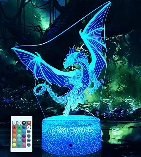 Dragon Lamp Dragon Toys Night Light for Kids Room 16 Colors Changing with Remote,Smart Touch Bedside Lamp Birthday Gifts for Girls Age 3 4 5 6 7 8 9 10 11 Year Old Boys Girl Gifts