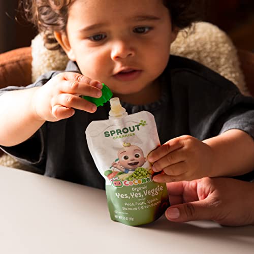 CoComelon Sprout Organic Baby Food, Toddler Pouches, Yes, Yes, Veggie, Fruits, Grains, 3.5 Oz(Pack of 12)