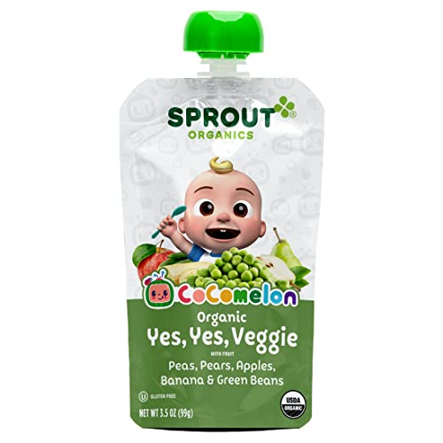 CoComelon Sprout Organic Baby Food, Toddler Pouches, Yes, Yes, Veggie, Fruits, Grains, 3.5 Oz(Pack of 12)