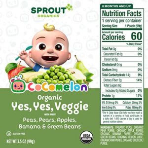 CoComelon Sprout Organic Baby Food, Toddler Pouches, Yes, Yes, Veggie, Fruits, Grains, 3.5 Oz(Pack of 12)