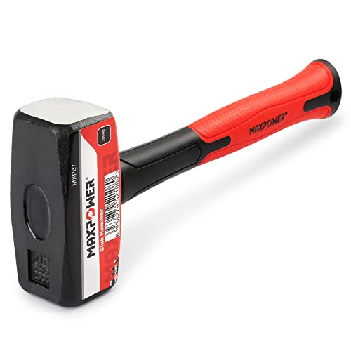 MAXPOWER 4lb Club Hammer, Mini Sledge Hammer with 9-inch Fiberglass Handle, Drop Forged Steel Head