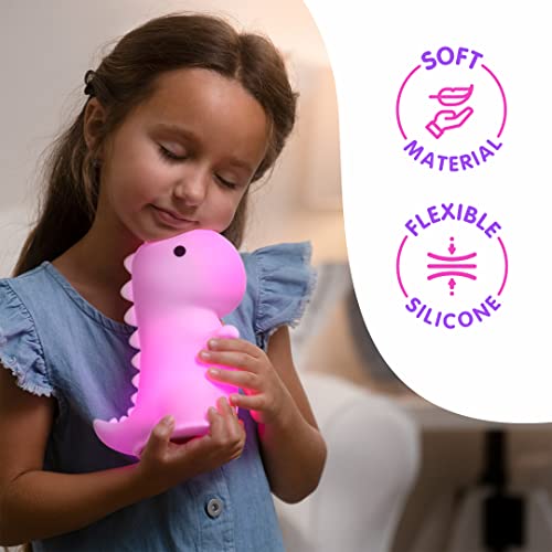 Trexy Dinosaur Night Light Squishy T-Rex Silicone Bedside lamp with Remote 9 Color Touch Sensor Dino USB Rechargeable Night Lamp for Boys Girls Getallfun Cute LED Nightlight Nursery Decor Gift for Kid