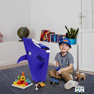 Shark Laundry Basket for Kids Laundry Hamper for Boys Girls Baby Hamper for Nursery Toy Storage Baskets Large Storage Bin with Handles Clothes Hamper Storage Bins for Toys Room Bedroom Bathroom Blue