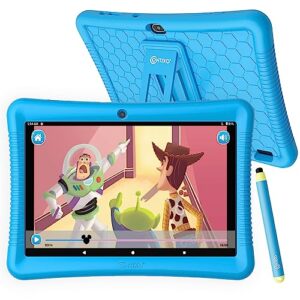 contixo kids tablet k102, 10-inch hd, ages 3-7, toddler tablet with camera, parental control, android 10, 32gb, wifi, learning tablet for children with teacher's approved apps and kid-proof case blue