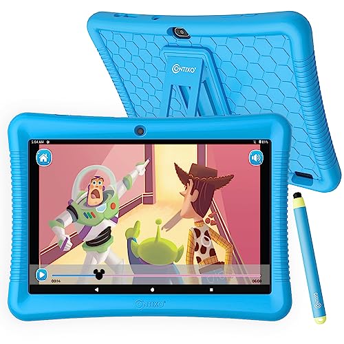 Contixo Kids Tablet K102, 10-inch HD, Ages 3-7, Toddler Tablet with Camera, Parental Control, Android 10, 32GB, WiFi, Learning Tablet for Children with Teacher's Approved Apps and Kid-Proof Case Blue