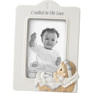 precious moments baby in cradle baptism photo frame - girl,white