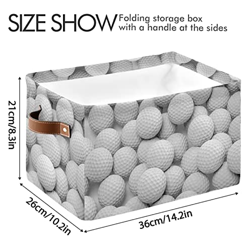 FZDXZJJ Sport Golf Ball Pattern Storage Basket Bins, Decorative Baskets Storage Box Collapsible Storage Cubes Organizer with Handles for Nursery Shelf Closet Office Home Bedroom, 1 Pack