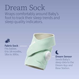 Owlet Dream Sock - Smart Baby Monitor - Foot Sensor to Track Heartbeat and Oxygen O2 Levels in Infants and Babies - Notifications for Night Wakings, Movement and Sleep State - Mint