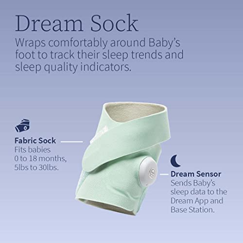 Owlet Dream Sock - Smart Baby Monitor - Foot Sensor to Track Heartbeat and Oxygen O2 Levels in Infants and Babies - Notifications for Night Wakings, Movement and Sleep State - Mint