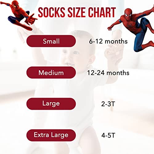 Spiderman Grip Socks, Socks for Toddler Boys, 10 Pack, Spider man Toddler Gripper Socks, Amazing Spiderman Variety Pack 4-5T