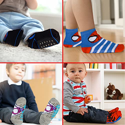 Spiderman Grip Socks, Socks for Toddler Boys, 10 Pack, Spider man Toddler Gripper Socks, Amazing Spiderman Variety Pack 4-5T