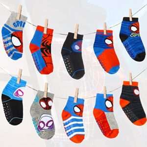 Spiderman Grip Socks, Socks for Toddler Boys, 10 Pack, Spider man Toddler Gripper Socks, Amazing Spiderman Variety Pack 4-5T