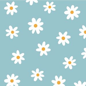 a room with flower vinyl daisy wall decals, peel and stick floral stickers for nursery, kids bedroom livingroom home wall art decor-white
