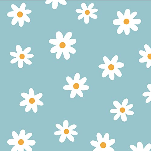 A Room with Flower Vinyl Daisy Wall Decals, Peel and Stick Floral Stickers for Nursery, Kids Bedroom Livingroom Home Wall Art Decor-White