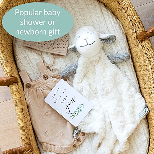 Yuppie Mommy Poppy Lamb Handmade Lovey Security Blanket Gift for Baby Boy or Baby Girl — Soft Baby Blanket with Lamb Stuffed Animal with Pacifier Ties Lovies for Newborns and Babies