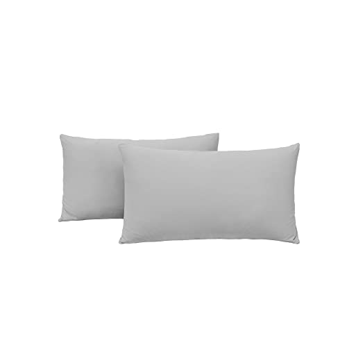 Jersey Knit Small Pillow Cases 2 Pack - Fit for 12x16, 12x20, 13x18 or 14x20 Sized Travel/Toddler Pillows, Ultra Soft Mini Envelope Microfiber Pillowcases Set of 2, Light Gray