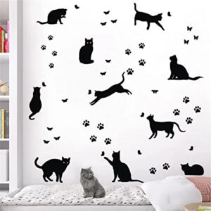 bamsod black cat wall stickers for kids cat wall decals bedroom cat vinyl sticker wall art stickers,10 pcs