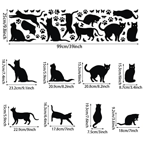 Bamsod Black Cat Wall Stickers for Kids Cat Wall Decals Bedroom Cat Vinyl Sticker Wall Art Stickers,10 pcs