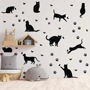 Bamsod Black Cat Wall Stickers for Kids Cat Wall Decals Bedroom Cat Vinyl Sticker Wall Art Stickers,10 pcs