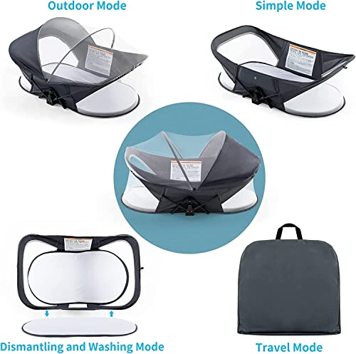 nordmiex Travel Bassinet-Folding Portable Bassinet,Baby Lounger Baby Crib Baby Bed with Mosquito Net,Easy to Fold and Lightweight