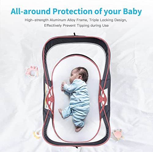 nordmiex Travel Bassinet-Folding Portable Bassinet,Baby Lounger Baby Crib Baby Bed with Mosquito Net,Easy to Fold and Lightweight