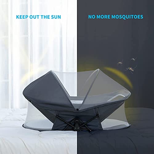 nordmiex Travel Bassinet-Folding Portable Bassinet,Baby Lounger Baby Crib Baby Bed with Mosquito Net,Easy to Fold and Lightweight