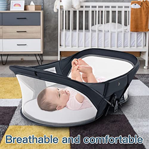 nordmiex Travel Bassinet-Folding Portable Bassinet,Baby Lounger Baby Crib Baby Bed with Mosquito Net,Easy to Fold and Lightweight