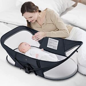 nordmiex Travel Bassinet-Folding Portable Bassinet,Baby Lounger Baby Crib Baby Bed with Mosquito Net,Easy to Fold and Lightweight