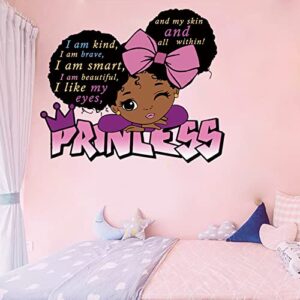 wall decals for girls bedroom, black girl magic inspirational quote wall decal, pink room decor african american wall sticker for nursery playroom bedroom living room wall decor