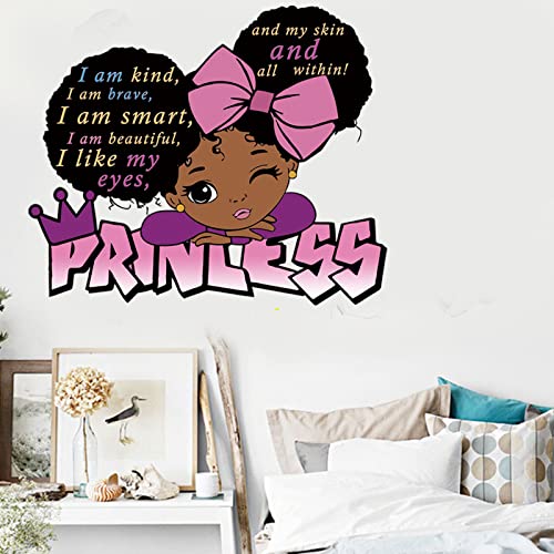 Wall Decals for Girls Bedroom, Black Girl Magic Inspirational Quote Wall Decal, Pink Room Decor African American Wall Sticker for Nursery Playroom Bedroom Living Room Wall Decor