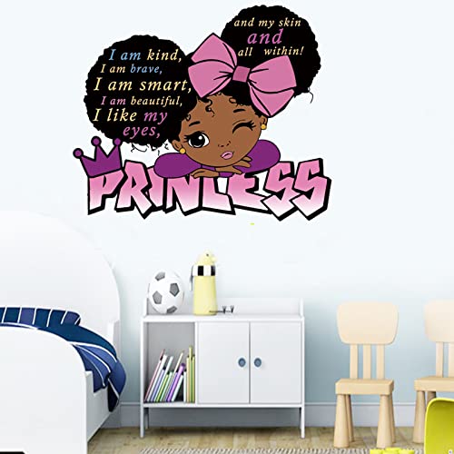 Wall Decals for Girls Bedroom, Black Girl Magic Inspirational Quote Wall Decal, Pink Room Decor African American Wall Sticker for Nursery Playroom Bedroom Living Room Wall Decor