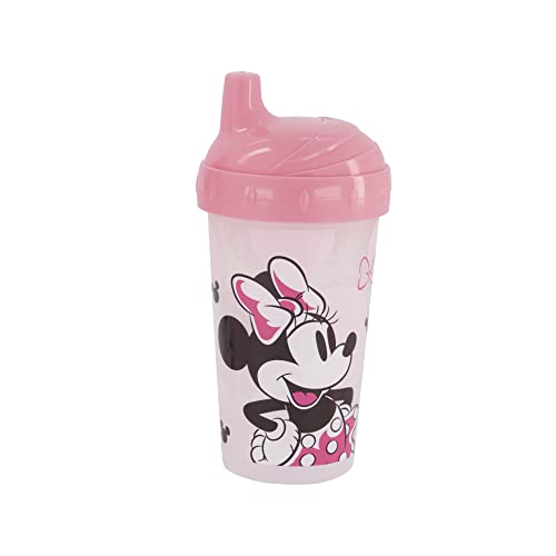 Toddler Sippy Cups for Girls| 10 Ounce Minnie Mouse Sippy Cup Pack of Two with Straw and Lid | Durable Blue Leak Proof Travel Water Bottle for Toddlers
