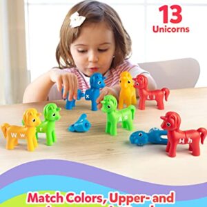 Coogam Unicorn Uppercase & Lowercase Letters Matching Game,13pcs Double-Sided ABC Letter Toys with 26 Alphabet Recognition Match Games Preschool Educational Montessori Toys for Toddlers Boys Girls