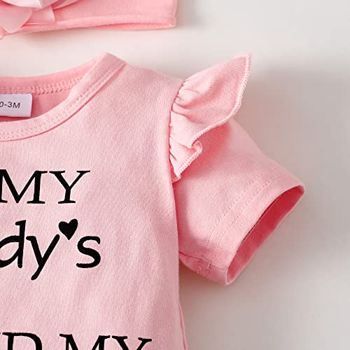 SUNNY PIGGY Infant Girl Clothes Short Ruffle Sleeve Romper Onesis 3 Month Baby Girls’ Clothing Floral Cotton Pant Sets 6 Month Girl Clothes Pink