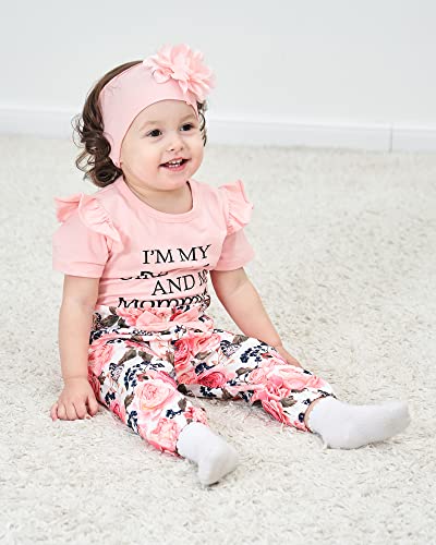 SUNNY PIGGY Infant Girl Clothes Short Ruffle Sleeve Romper Onesis 3 Month Baby Girls’ Clothing Floral Cotton Pant Sets 6 Month Girl Clothes Pink