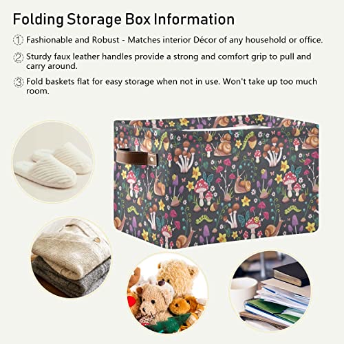 Mushrooms Rectangle Storage Basket Collapsible Storage Bin for Nursery Toys Books, Waterproof Canvas Basketsfor Closet Shelves Bedroom Living Room Decor